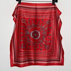 Designer Red Scarf / Bandana 100% Silk NWT UNI​​​